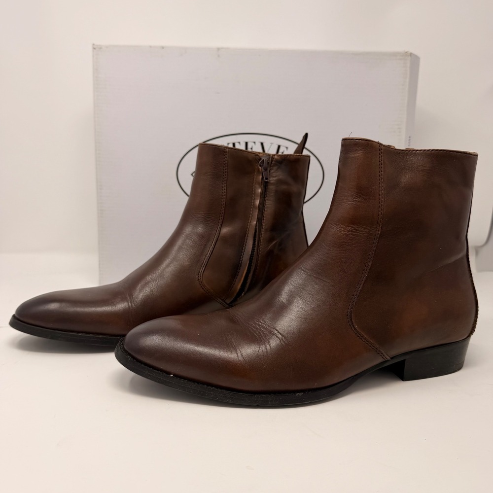 Steve Madden Santos Men's Brown Leather Chelsea Ankle Boots Size 7M New - Picture 4 of 16